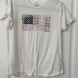 JCrew collectors White Graphic T-Shirt with Flag Design